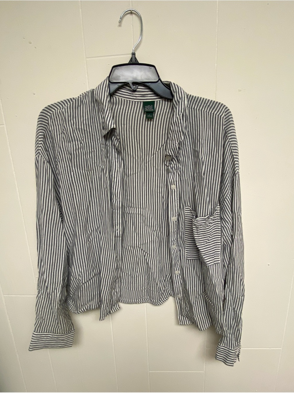 Women’s Striped Button-Up Shirt - Gray/White